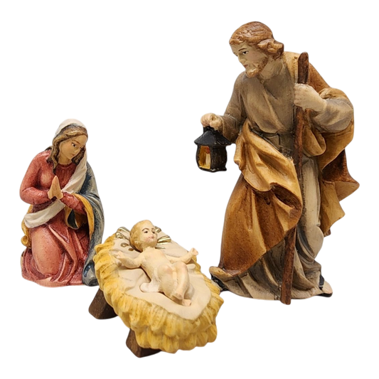 Holy Family - Hand Carved in Wood - 10cm (4 inch)