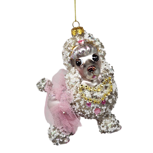 Vintage Glass Poodle Ornament -