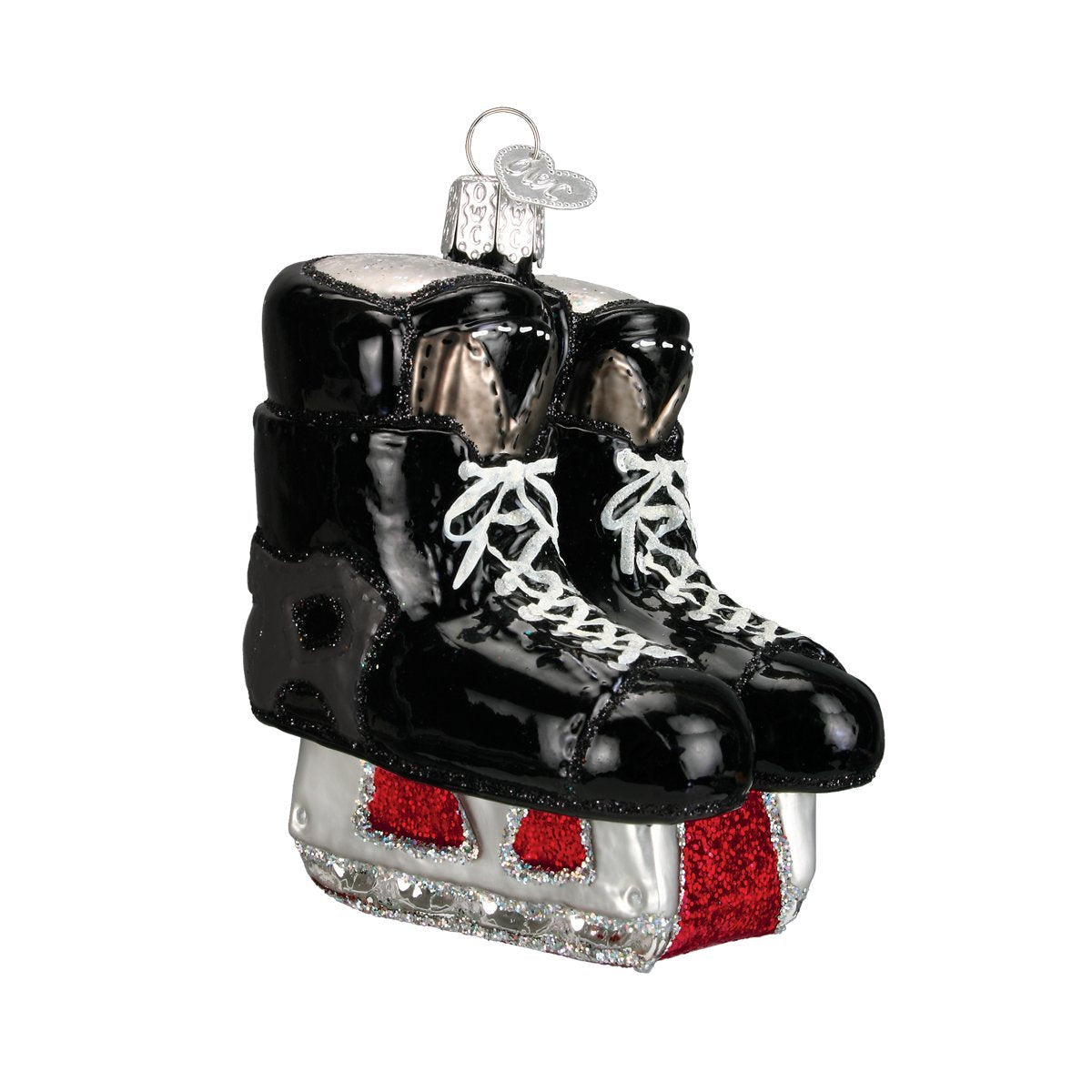 Hockey Skates Glass Ornament