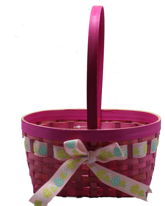 Easter Oval Bamboo Baskets - Medium Pink