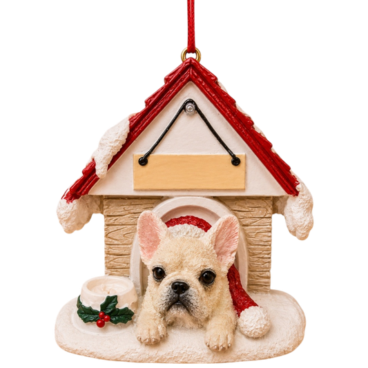 Ceramic Doghouse Ornament - French Bulldog
