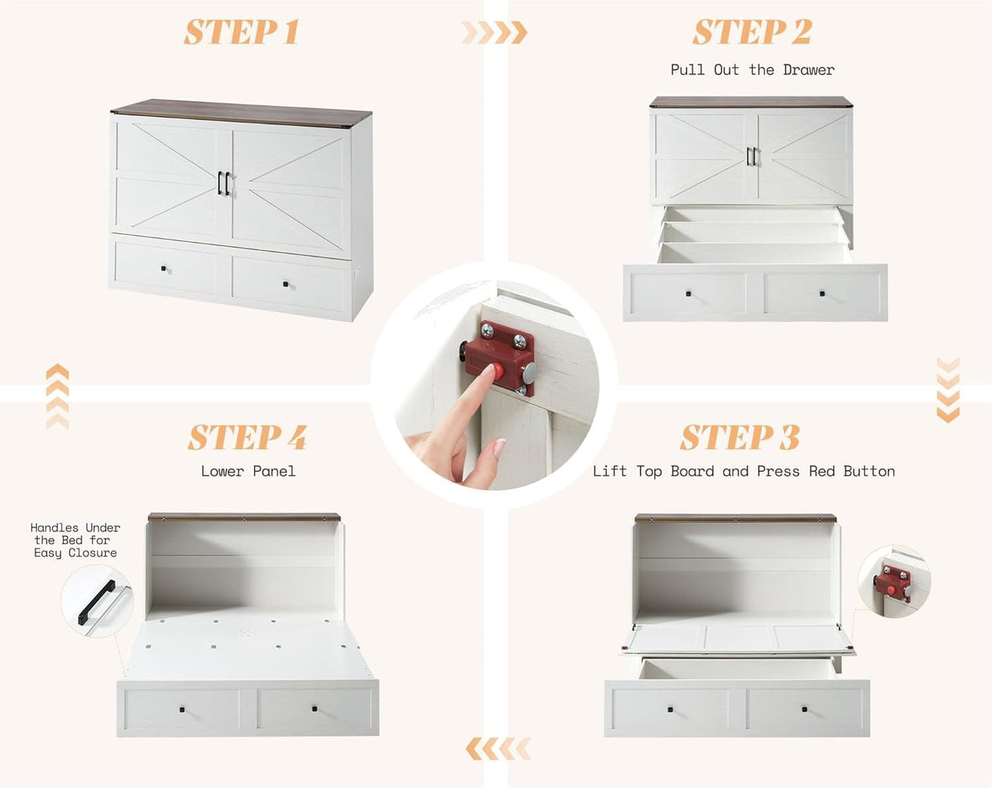 Queen Murphy Bed With Storage And Charging Station