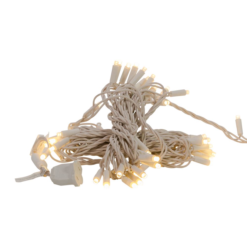 50-Light 5mm Warm White LED White Wire Light Set