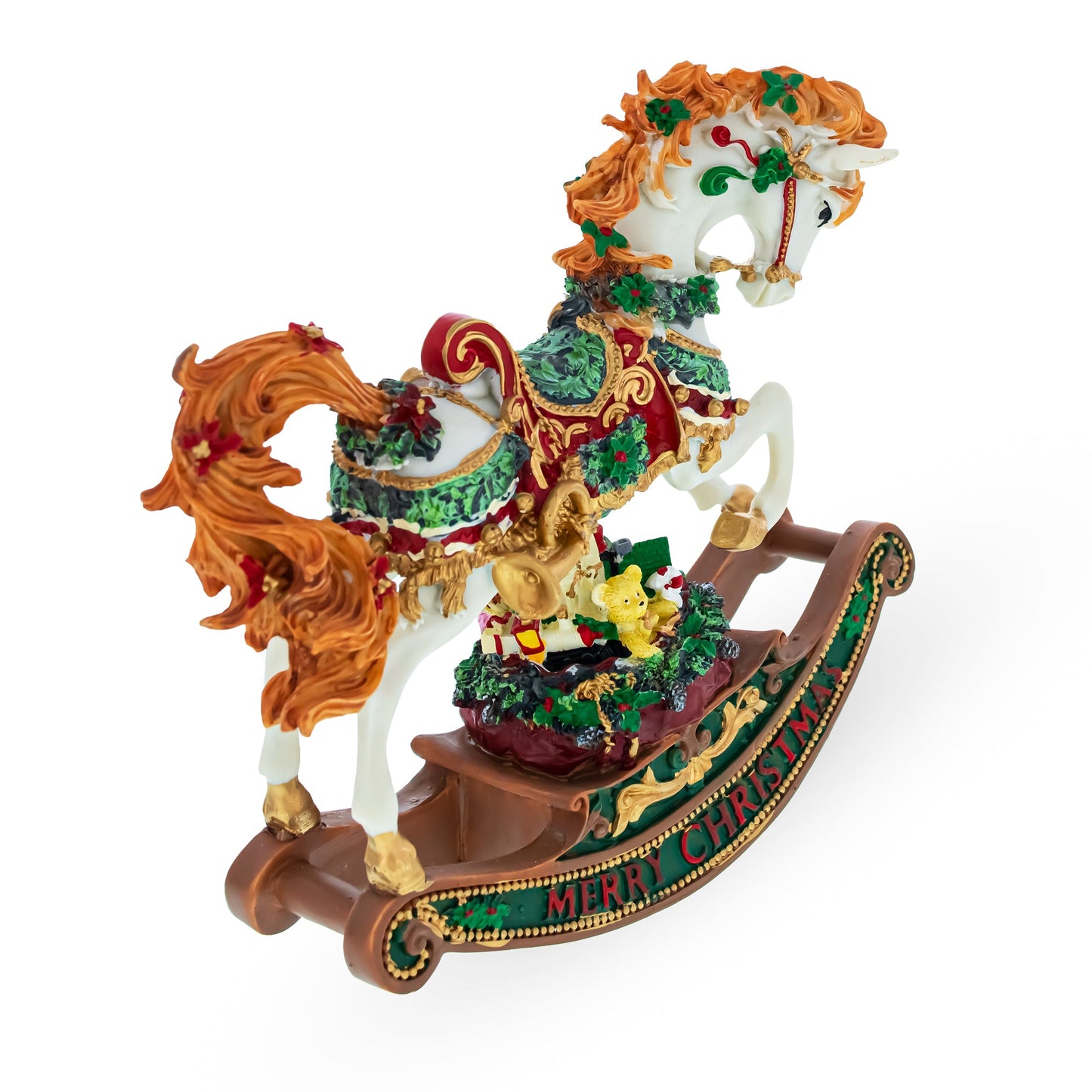 Rocking Horse Carrying Gifts Christmas Musical Figurine