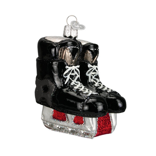 Hockey Skates Glass Ornament