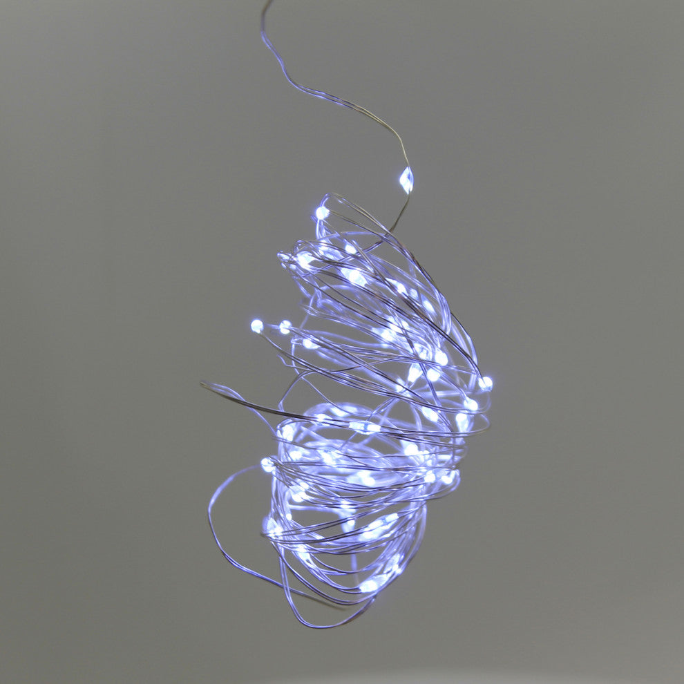 50-Light Battery-Operated Cool White LED Fairy Light Set