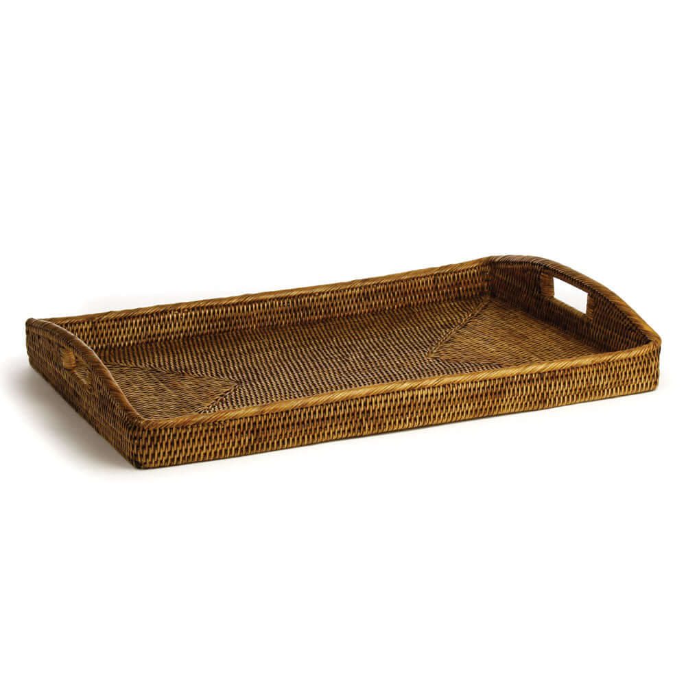Rattan Serving Tray with Handles in Whitewash or Brown
