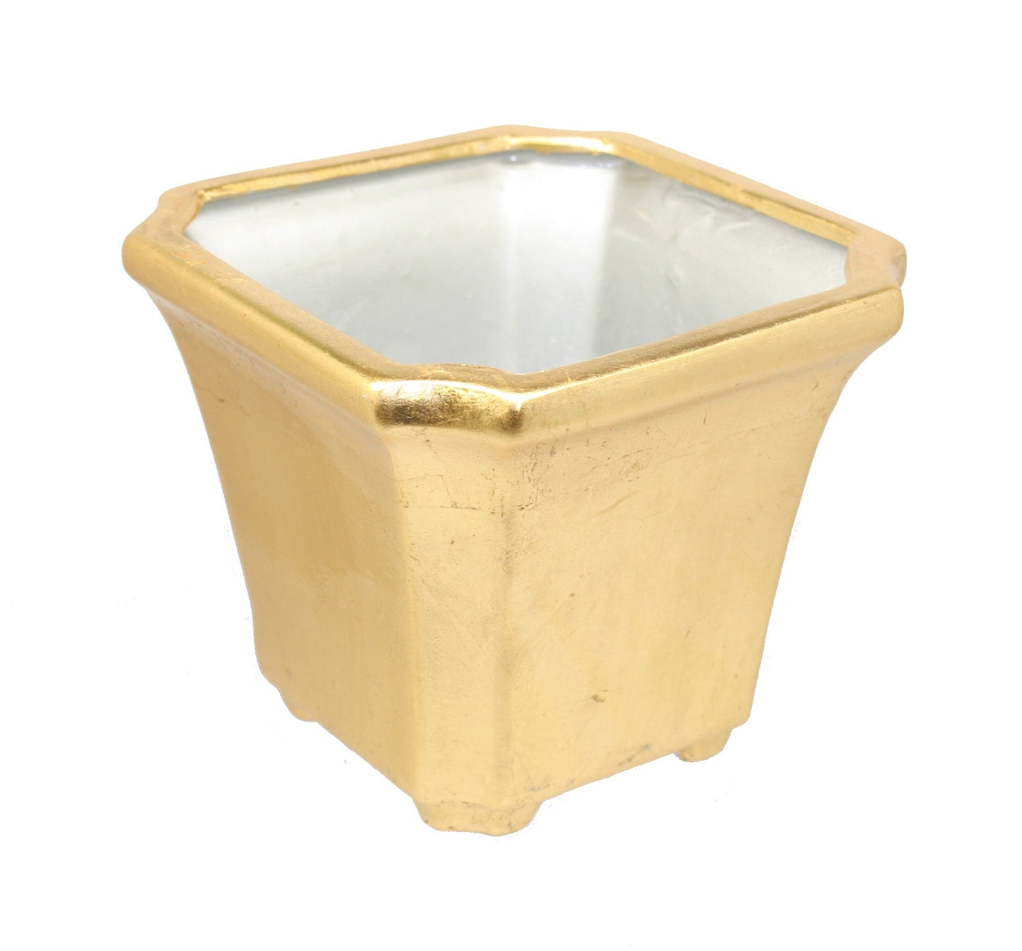 Ceramic Octangon Pot - Gold -  6 Inch