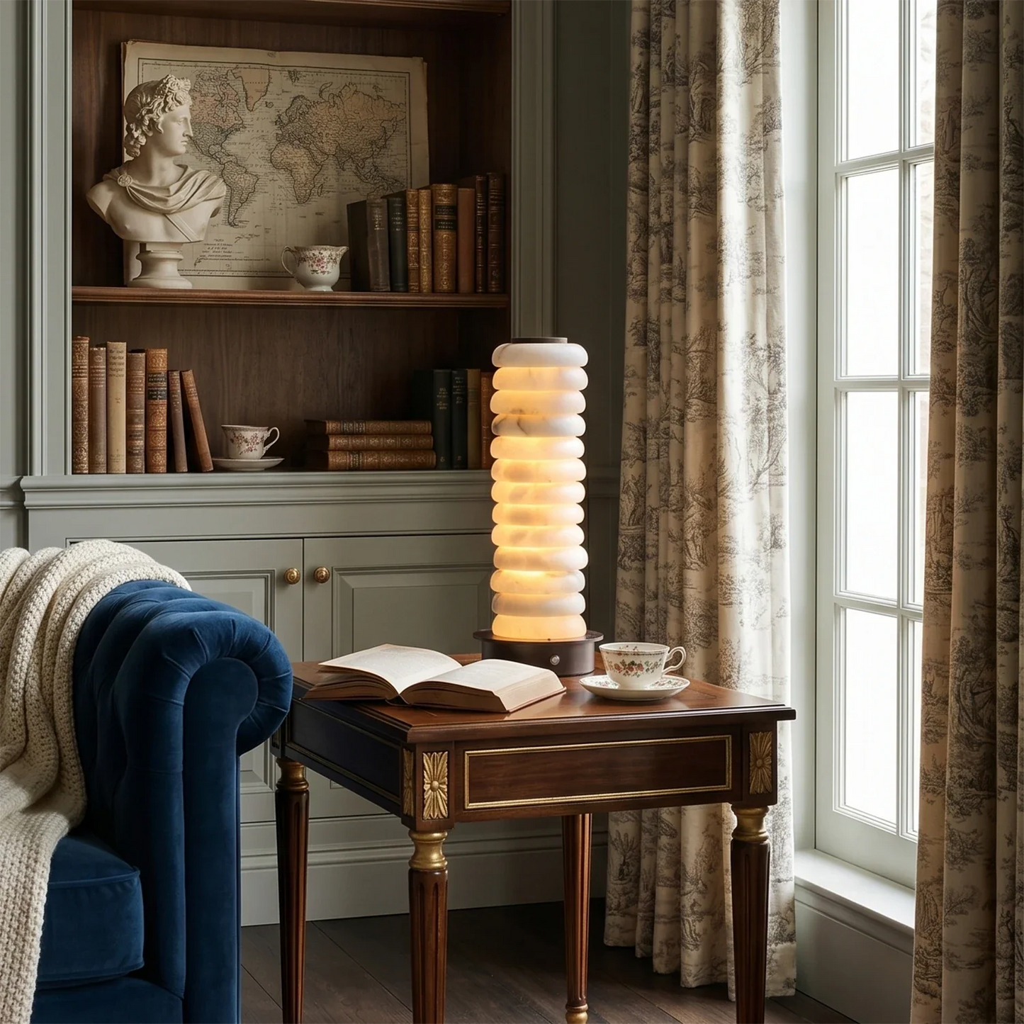 Multi-Tiered Alabaster Table Lamp