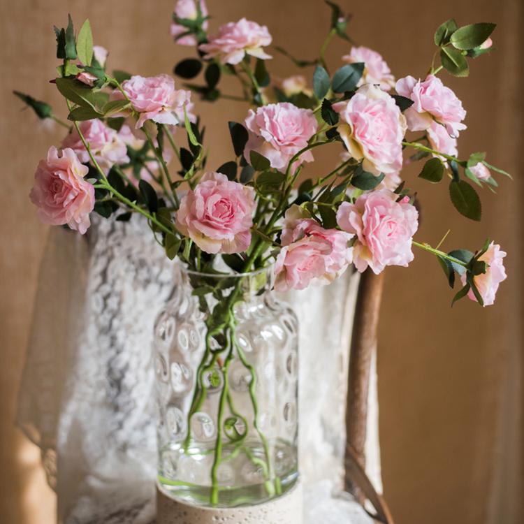 Faux Silk Real Touch Blooming Rose Stem in Pink 25" Tall