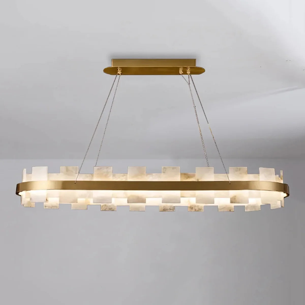 Rectangle Alabaster Annular Chandelier