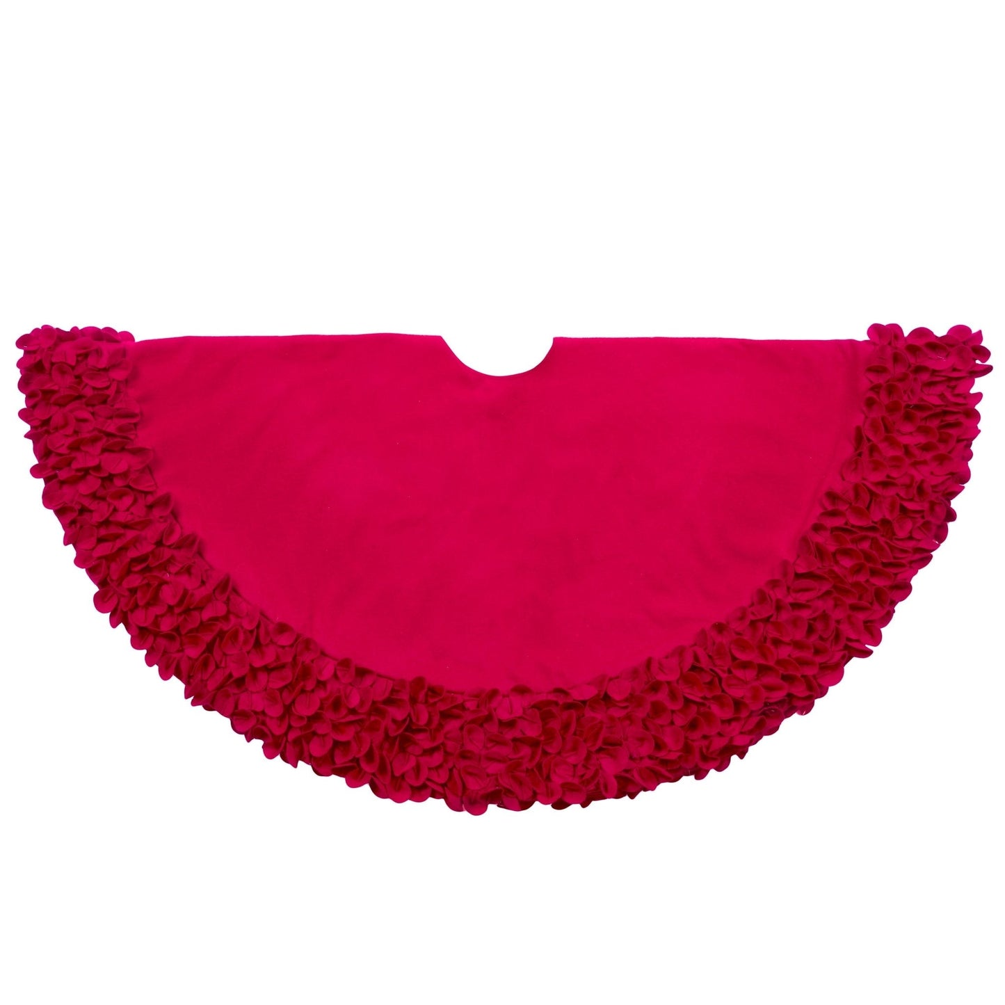Red Calla Lily Flower Border Christmas Tree Skirt Wool - 60" Arcadia Home