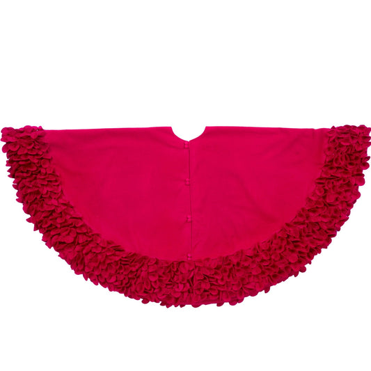 Red Calla Lily Flower Border Christmas Tree Skirt Wool - 60" Arcadia Home