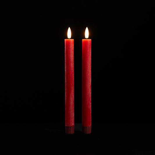 Red 3D Flameless Taper Candles (Set of 2)