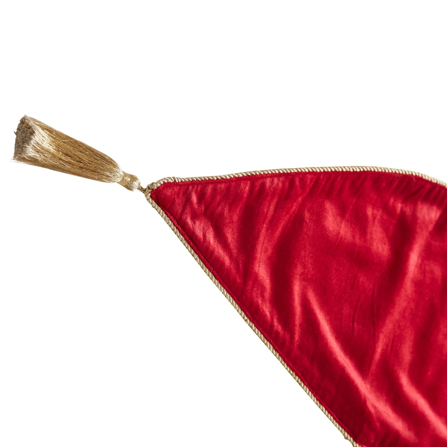 Red Velvet Mantel Scarf Hand Beading and Crewel Embroidery - 72" Arcadia Home