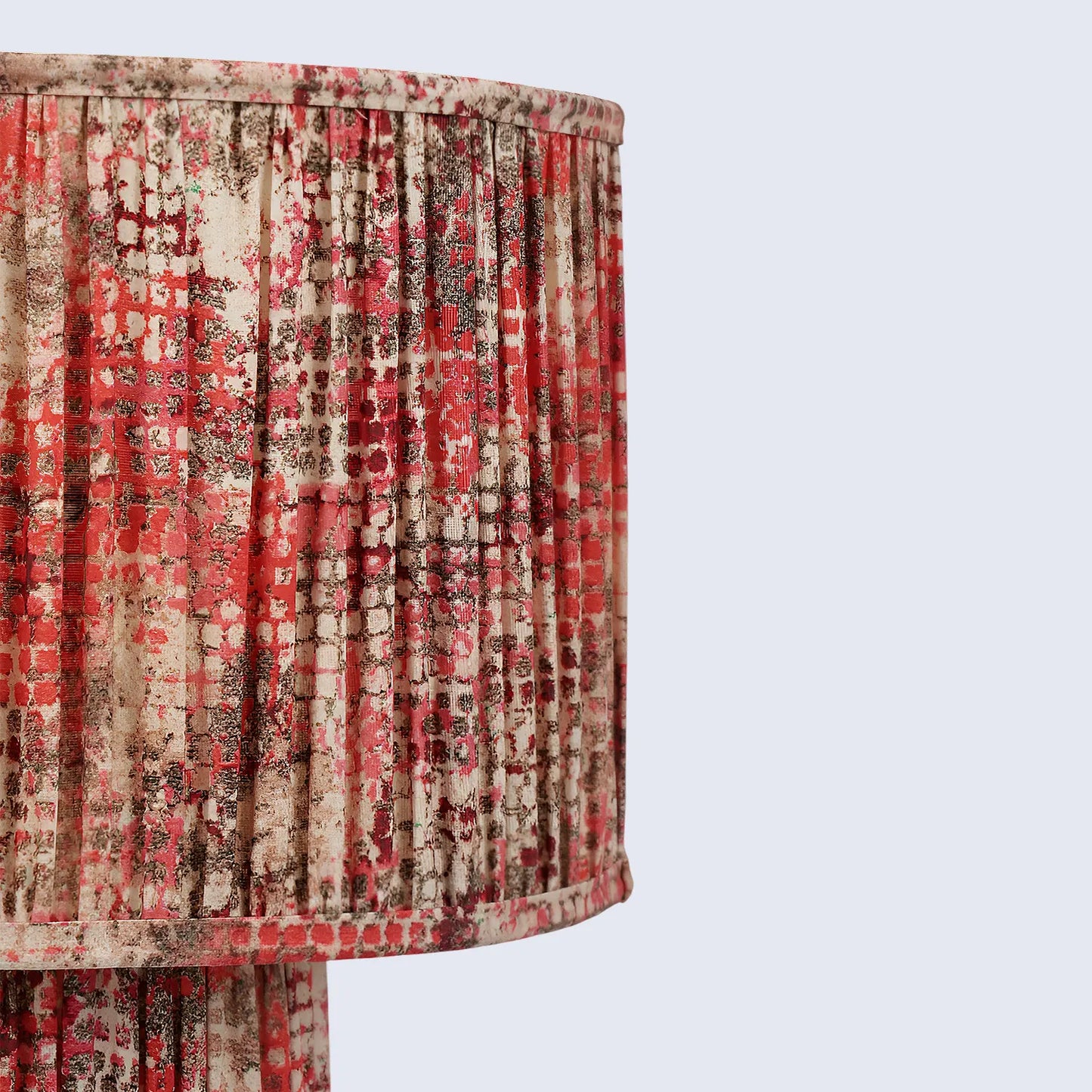 Crimson Mosaic Fabric-Covered Paper Mache Table Lamp – 20.7"H x 13.7"W