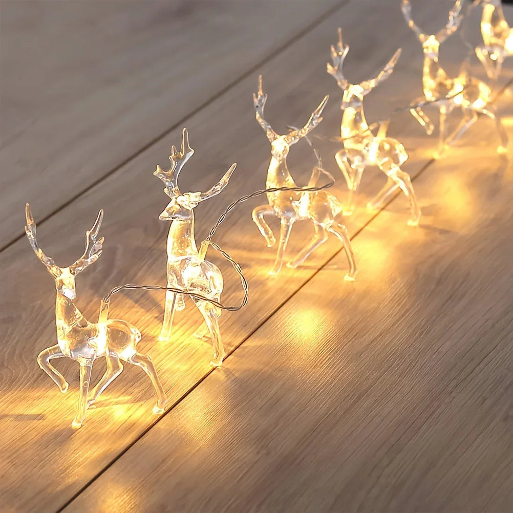 Reindeer String Lights, Battery Operated Christmas Decorations