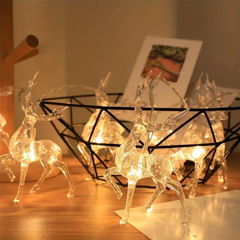 Reindeer String Lights, Battery Operated Christmas Decorations