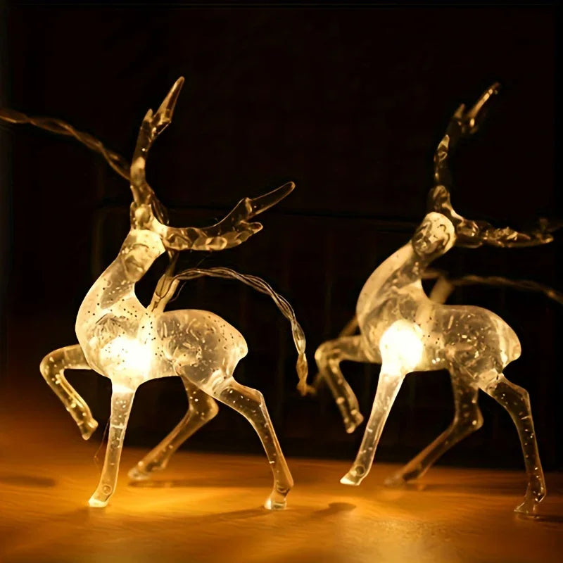 Reindeer String Lights, Battery Operated Christmas Decorations