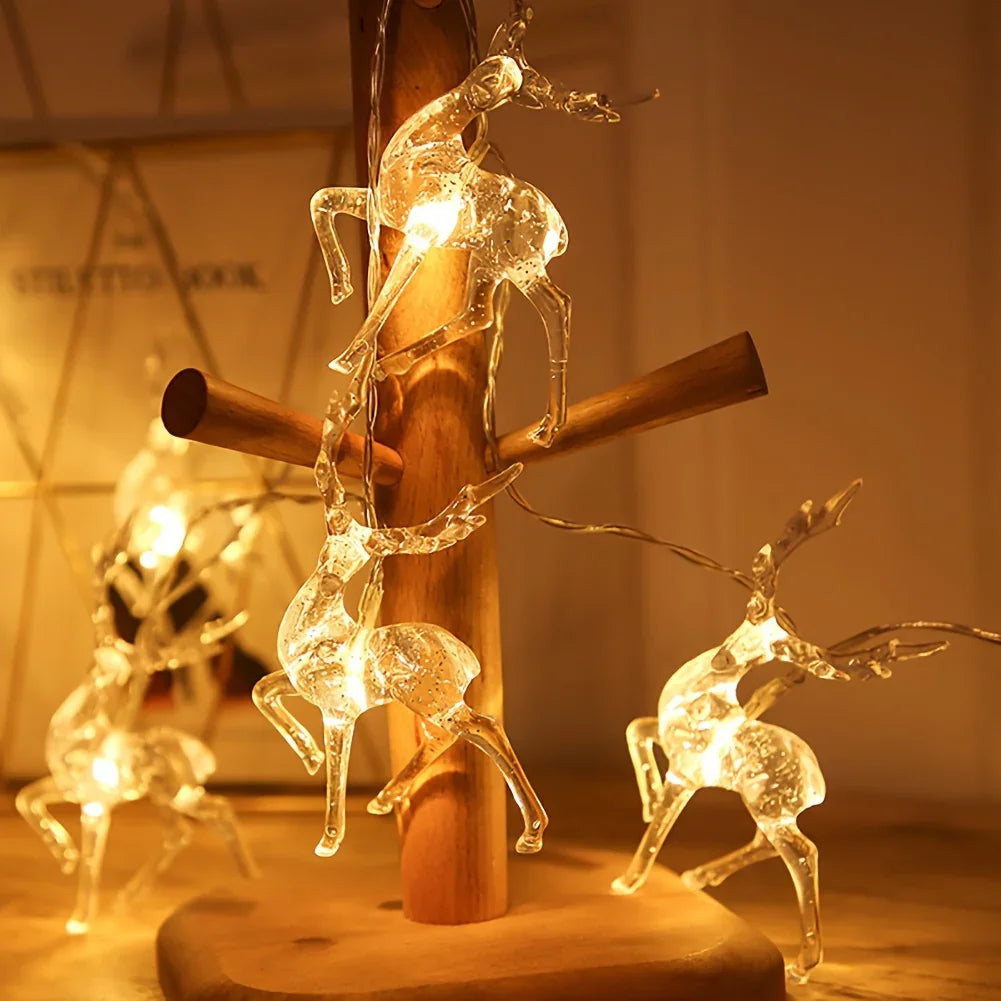 Reindeer String Lights, Battery Operated Christmas Decorations