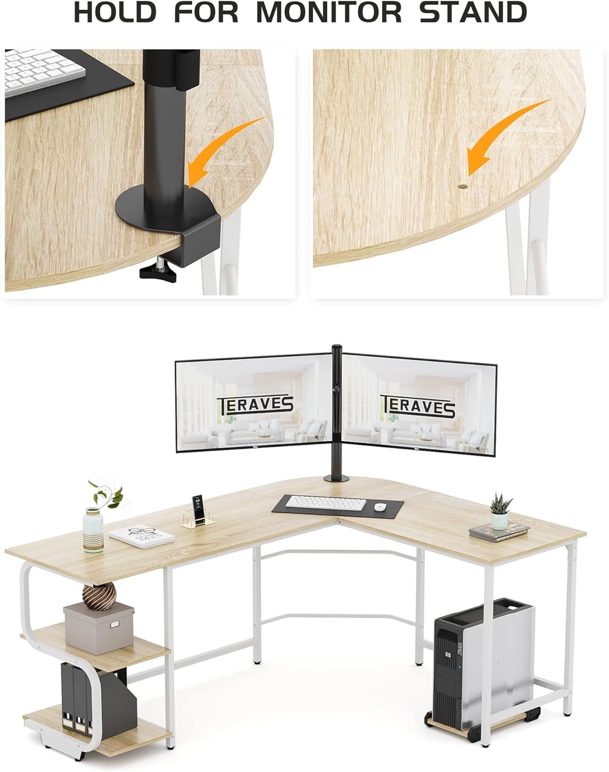 69 Inch Reversible L Shaped Desk For Home Office Use