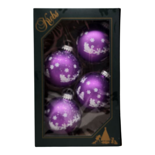 Krebs Value Glass Ornament 4 pack - Santa on Lilac