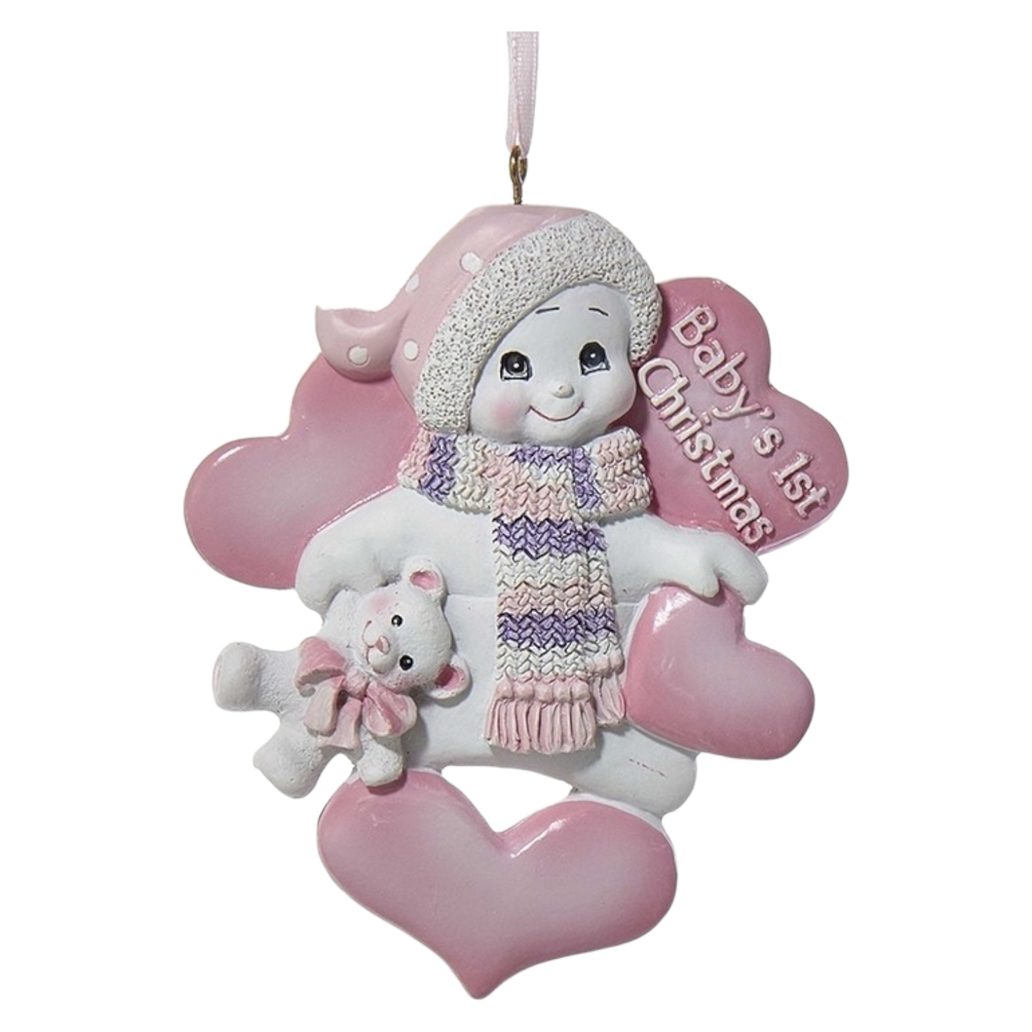 Baby's 1st Christmas - Snowman Ornament - Pink
