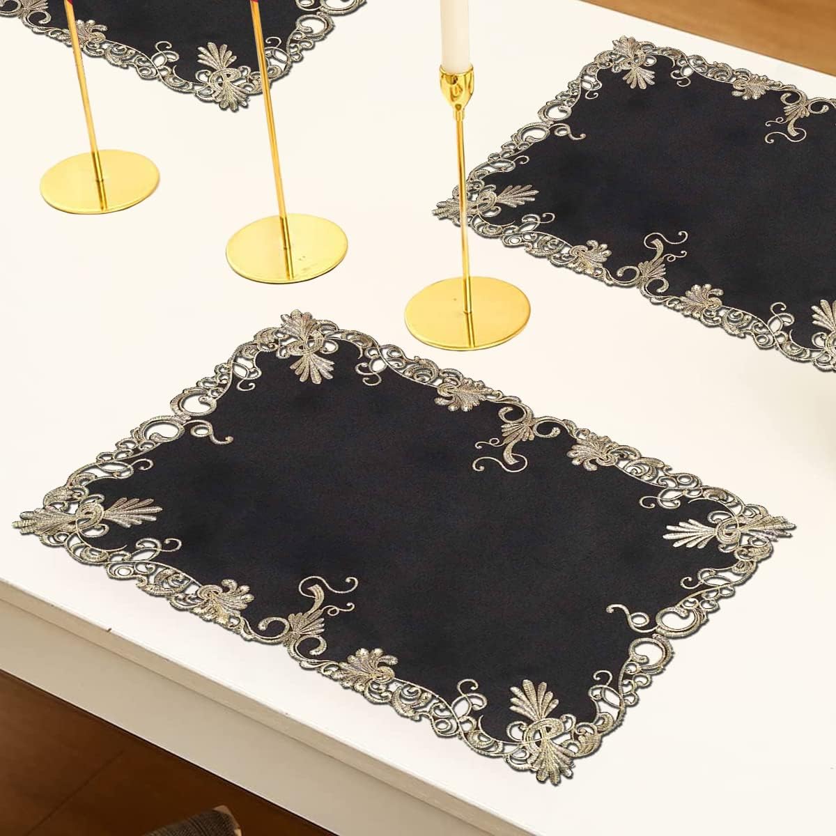 Black Gold Placemats – Rustic Table Placemats for Dining Table Decor
