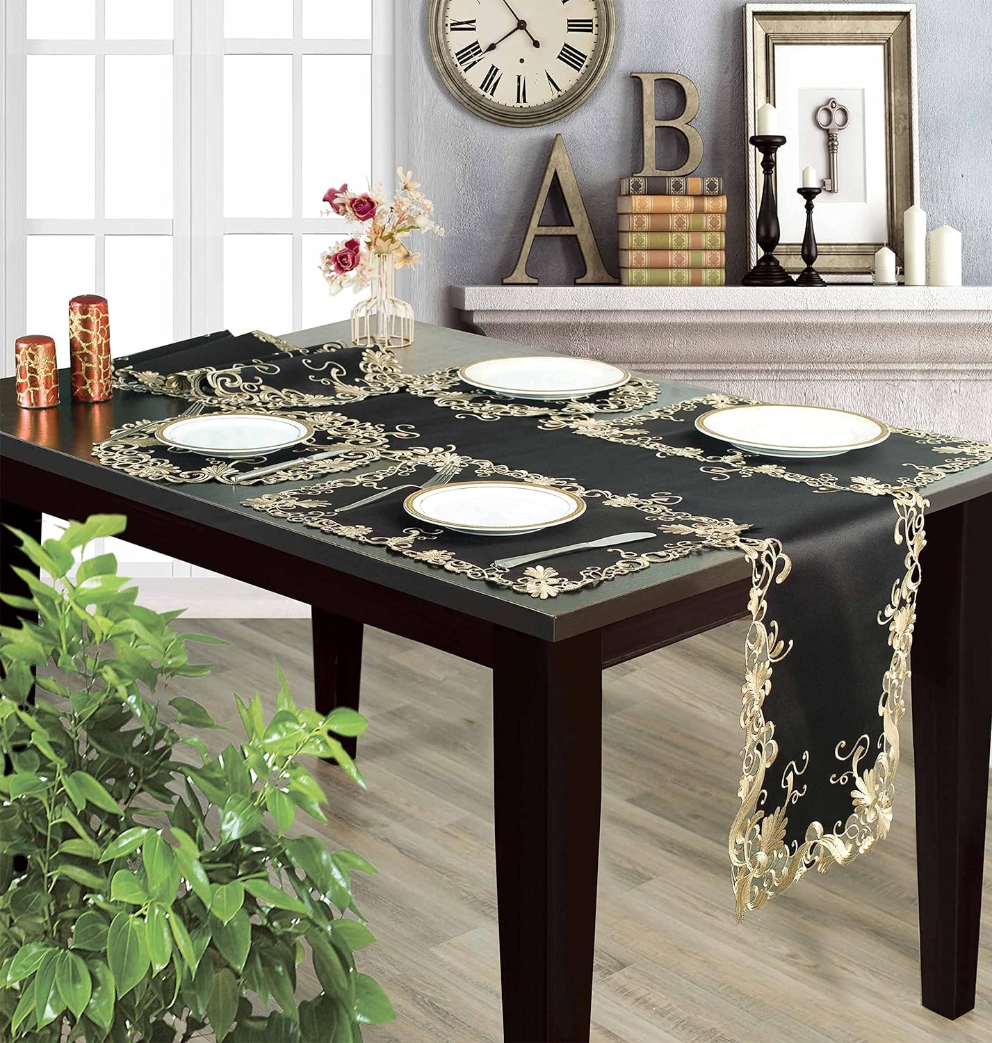 Black Gold Placemats – Rustic Table Placemats for Dining Table Decor