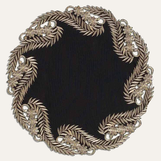 Black Gold Table Doilies – Elegant Decorative Runner, 15 Inch Rustic Dining Accents