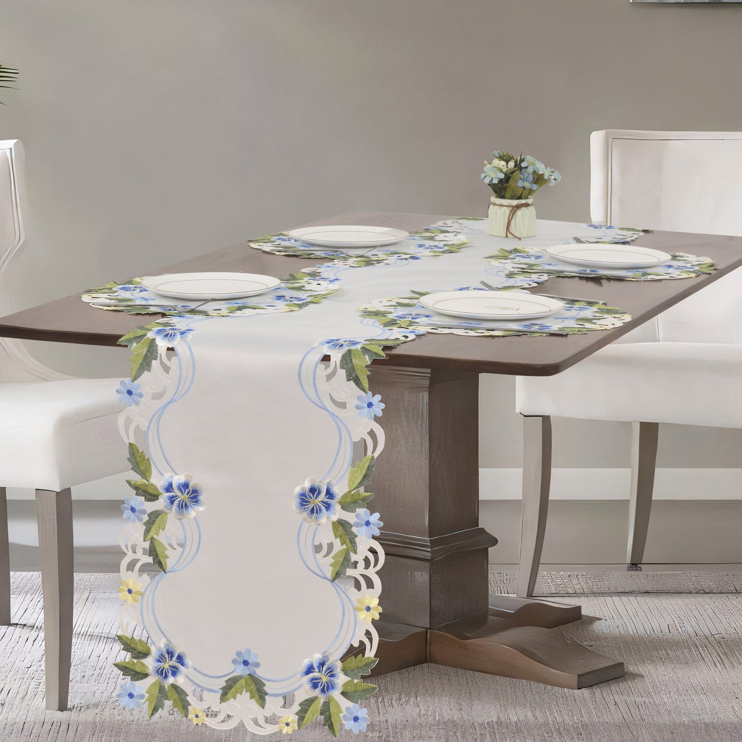 Linen Round Placemats – Embroidered Doilies, Lace & European Embroidery, 15 Inch