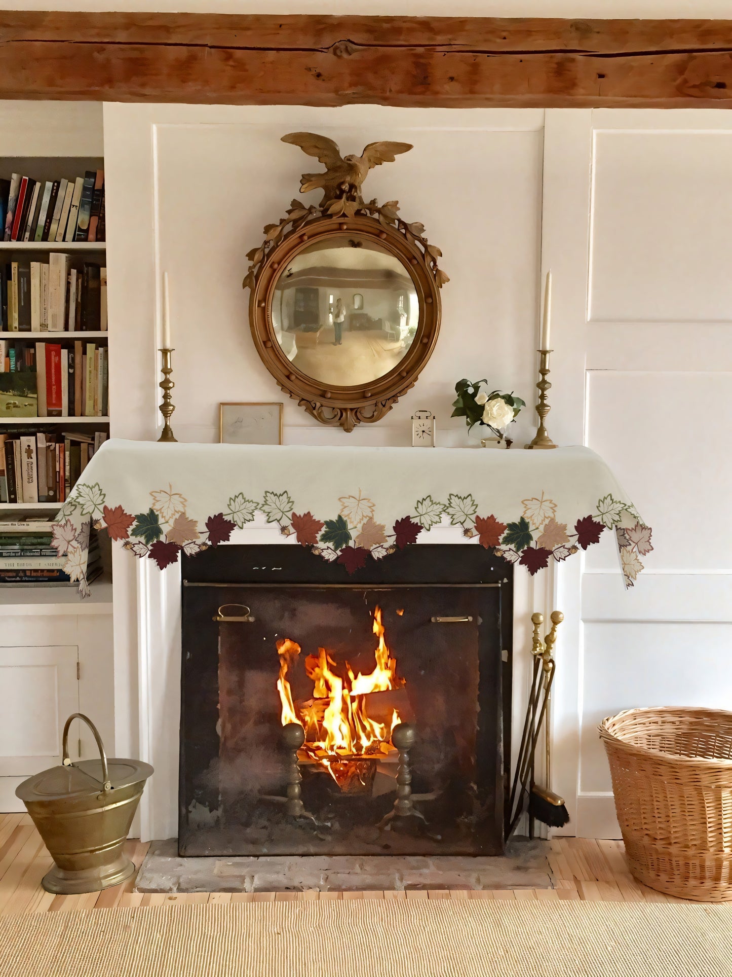 Mantel Scarf Cover | Elegant Falling Petals Lace Runner for Fireplace & Table