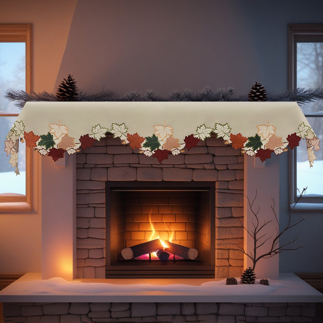 Mantel Scarf Cover | Elegant Falling Petals Lace Runner for Fireplace & Table