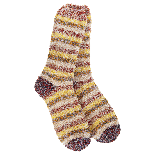 Cozy Striped Crew Socks - Warm Ember