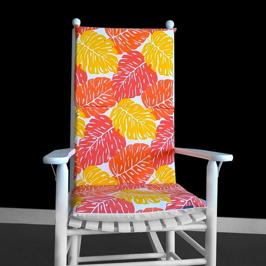 Big Leaves Rocking Chair Pad, Orange Leaf Seat Cushion