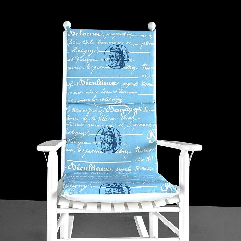 Blue Calligraphy, Library Rocking Chair Cushion