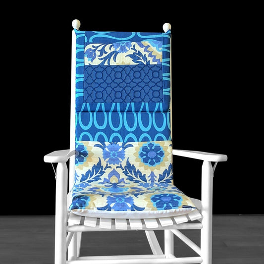 Blue Flowers Floral Adjustable Rocking Chair Cushion