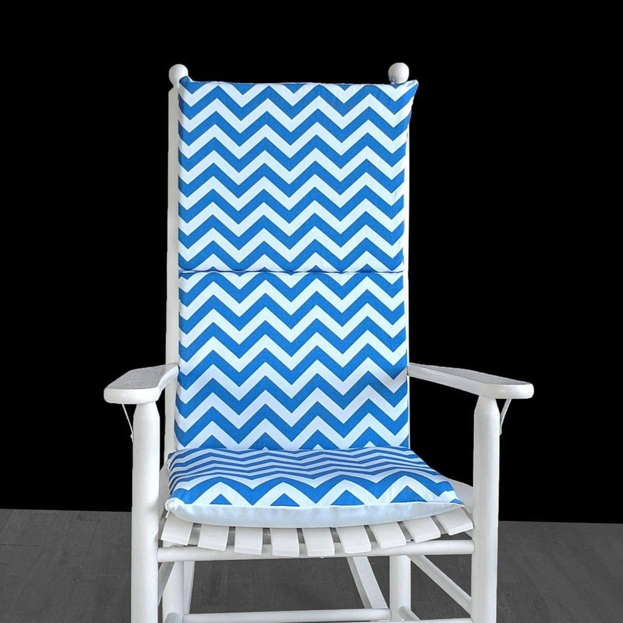 Cobalt Blue Chevron Zig Zag Rocking Chair Cushion