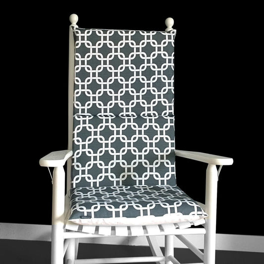 Dark Gray Interlocking Squares Rocking Chair Cushion