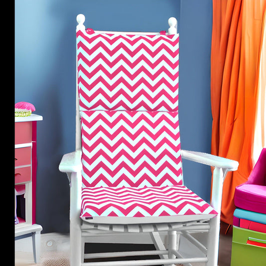 Hot Pink Zig Zag Rocking Chair Cover, Pink Chevron Adjustable Reversible Rocking Chair Cover