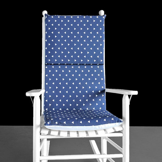 Indigo Navy Blue Triangles Rocking Chair Cushion