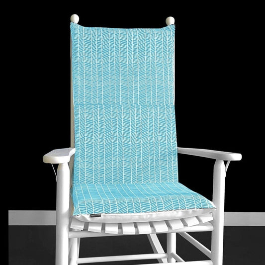 Light Blue Herringbone Adjustable Rocking Chair Pad