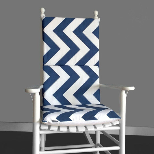 Oversized Navy Blue Chevron Rocking Chair Cushion