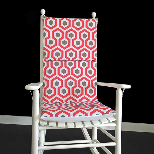 Pink Honeycomb Print Rocking Chair Cushion with Removable Inserts