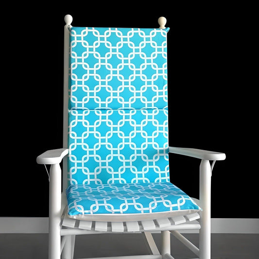 Rocking Chair Inserts And Covers, Turquoise Squares Rocking Chair Cushion