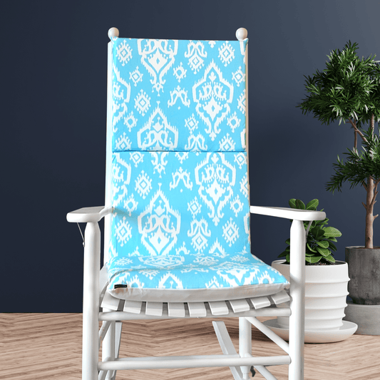 Turquoise Blue Boho Ikat Rocking Chair Cushion for Standard Nursery Rocking Chair