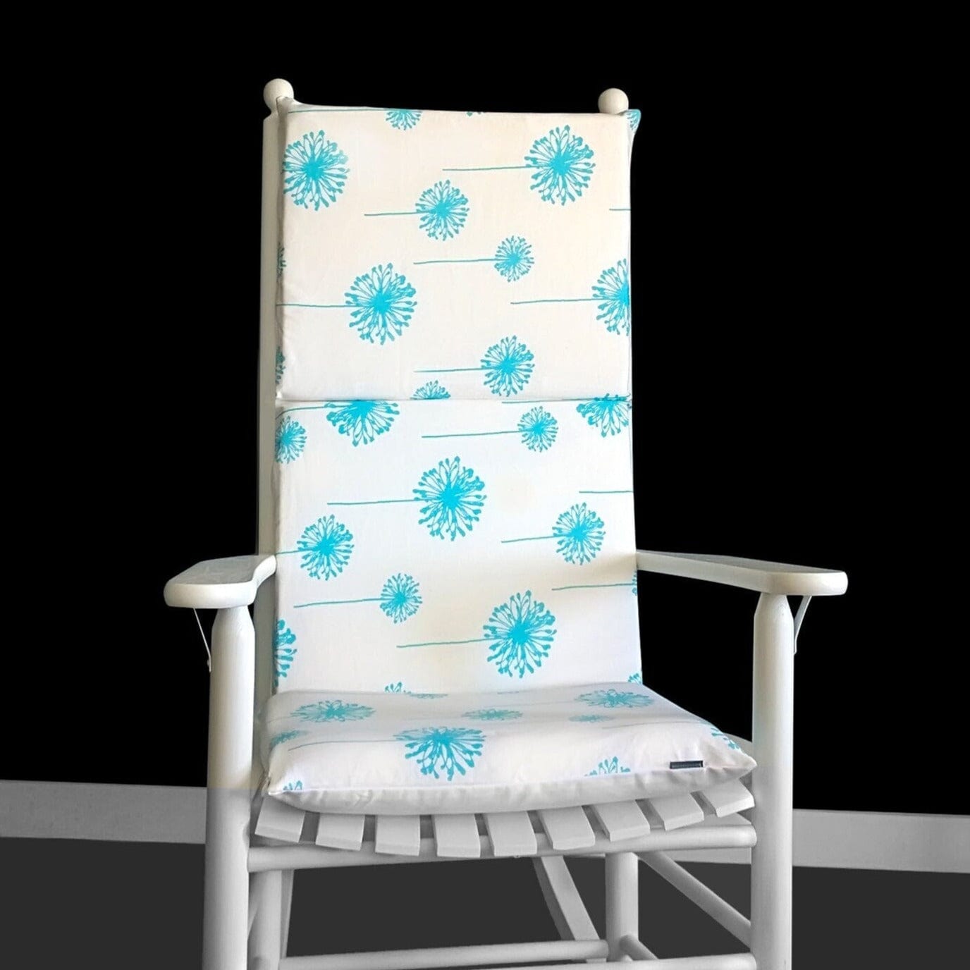 Turquoise Blue Dandelion Rocking Chair Pad