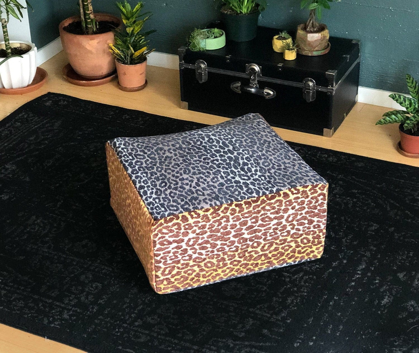 SALE Bean Bag Animal Print Pouf Cover, Ottoman Seat Cover, Cheetah Leopard