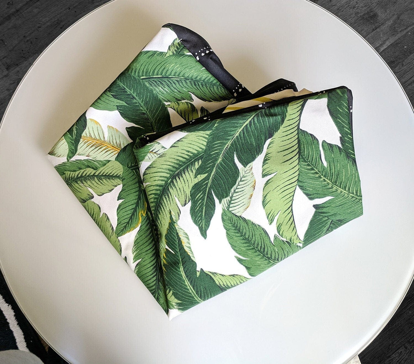 SALE Bean Bag Pouf Cover, Black Pinstripe, Tropical Palm Leaves