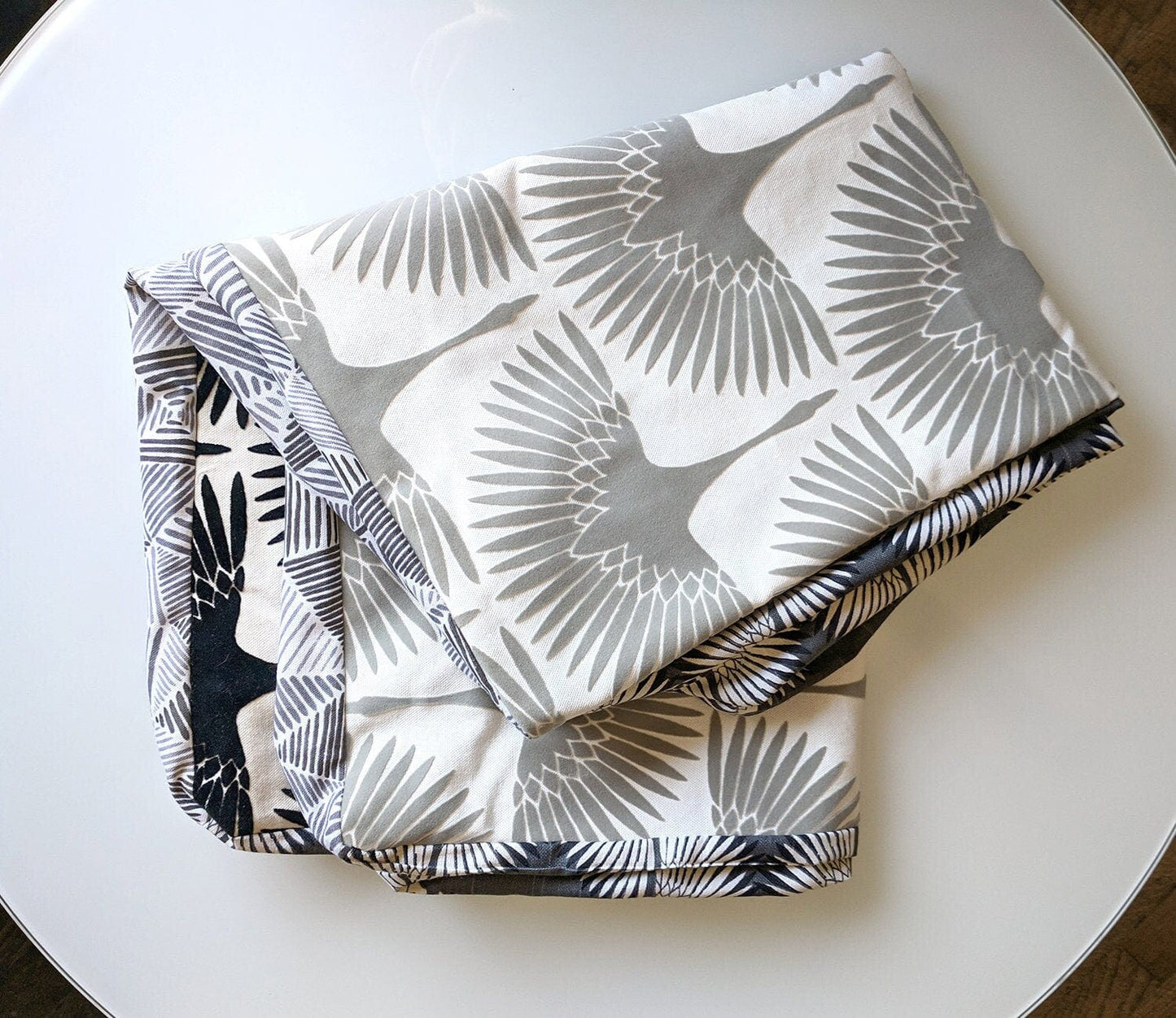 SALE Bean Bag Pouf Cover, Ottoman, Neutral Tones, Velvet Fan Print